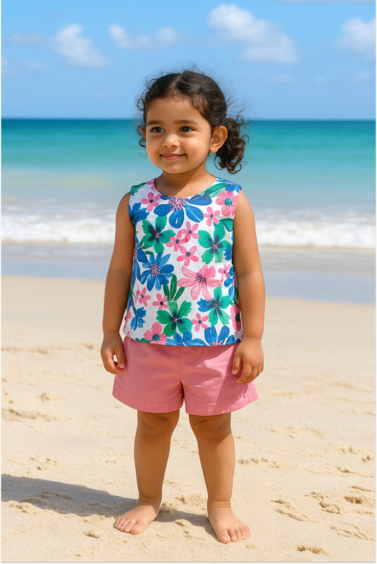Floral summer shorts set