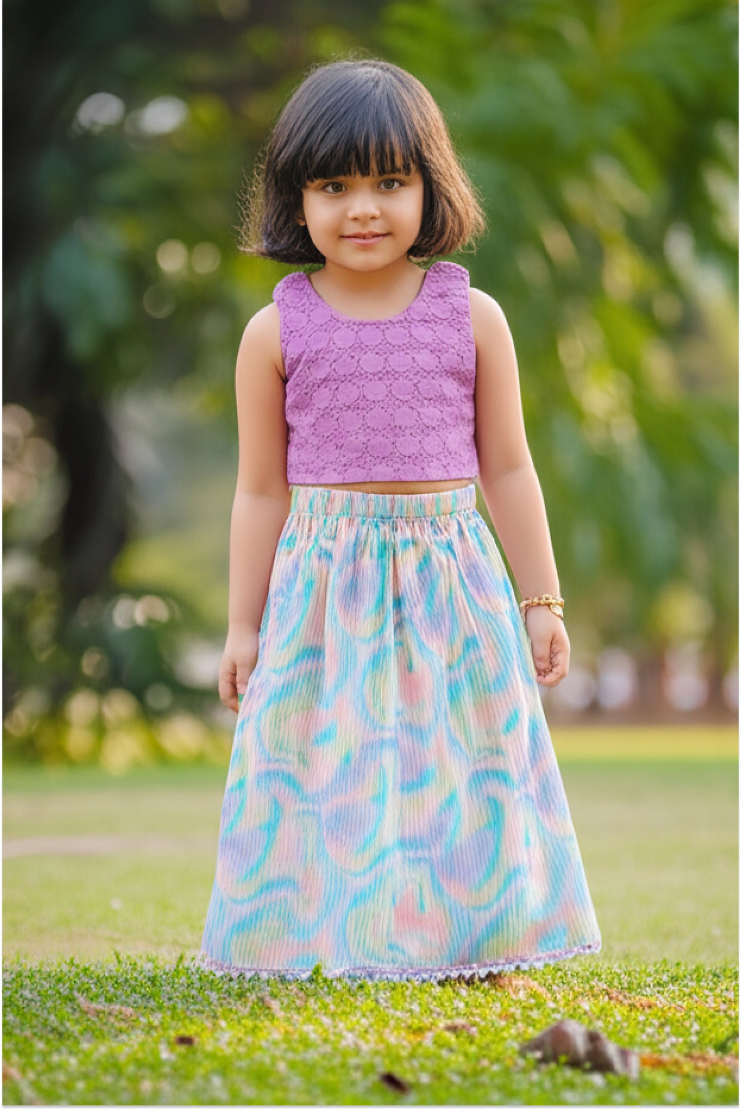 Accordion pleated lehanga with pure cotton hakoba blouse