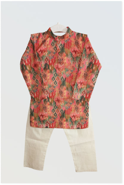 Multicoloured festive kurta pyjama set
