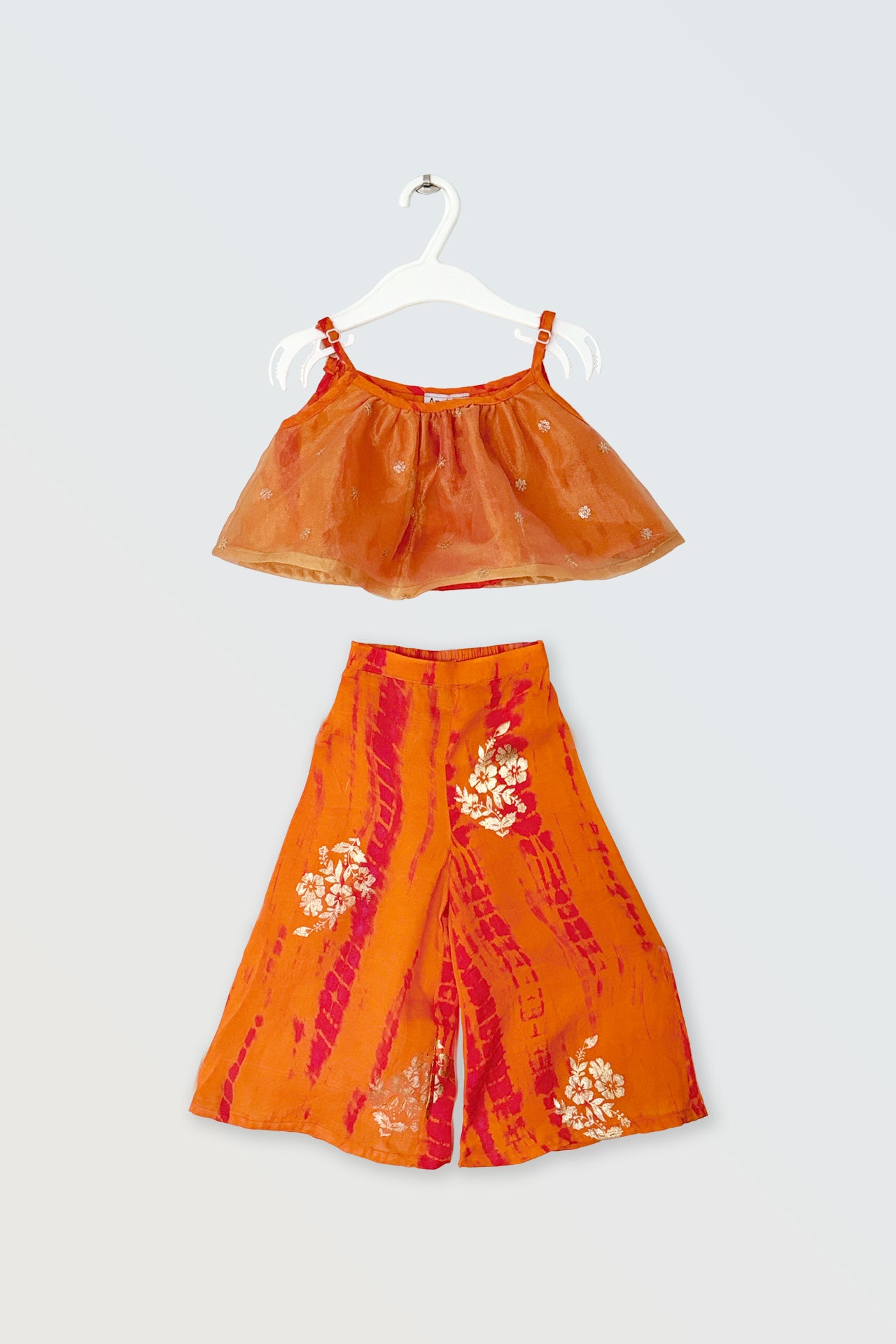 Orange foil printed palazzo set