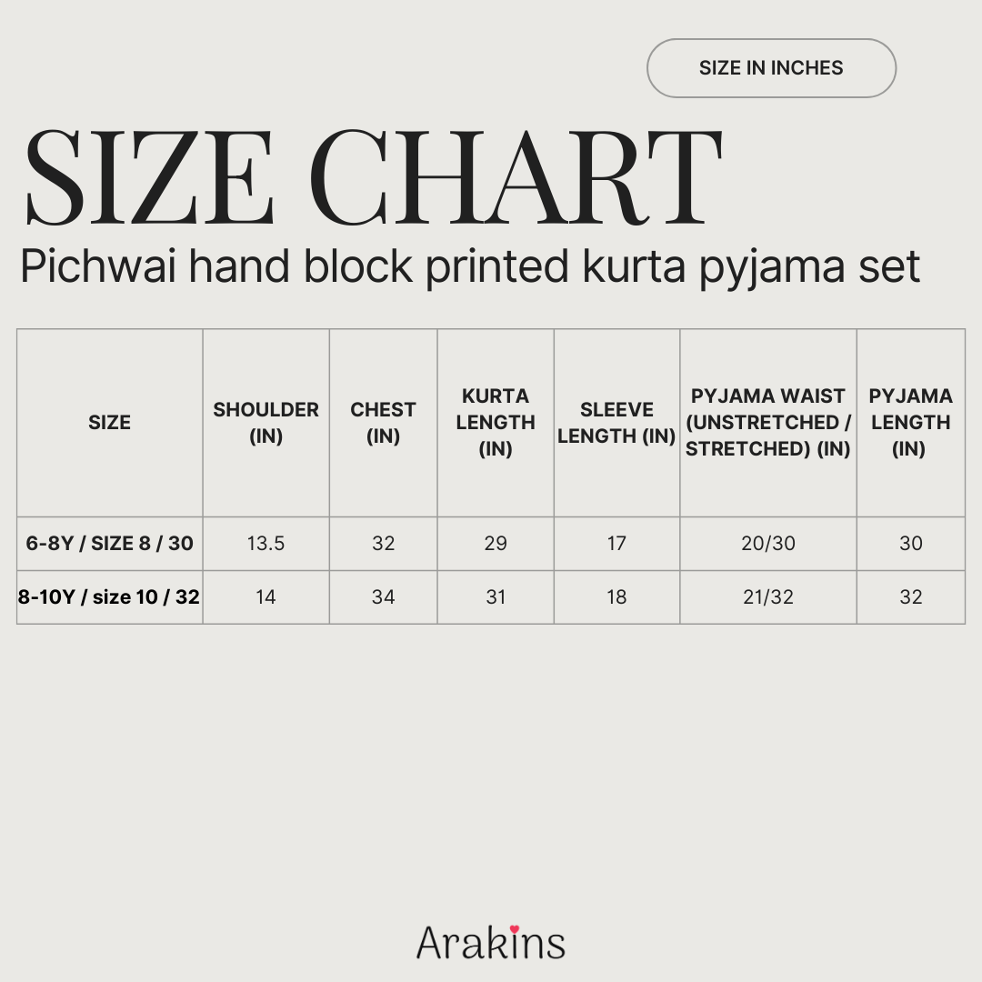 Pichwai hand block printed pure cotton kurta pyjama set