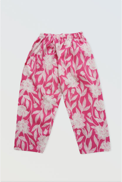Pink block printed ethnic co-ord set