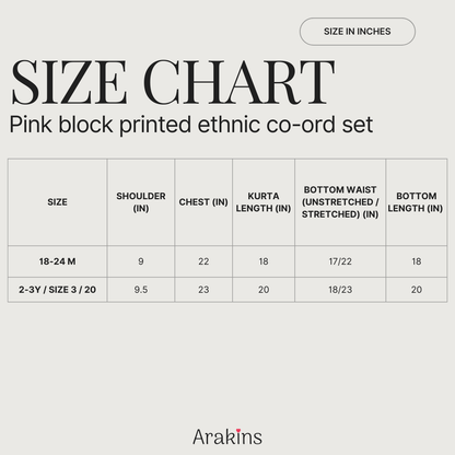 Pink block printed ethnic co-ord set
