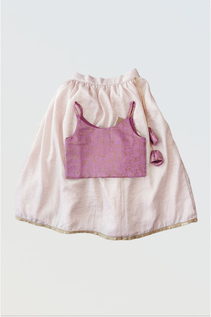 Pink brocade top lehanga set