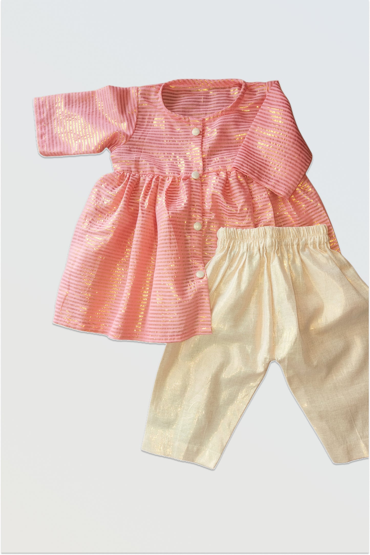 Pink with golden stripes suit set
