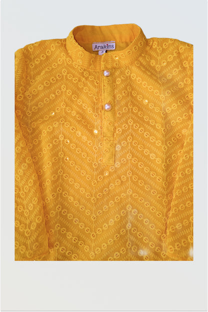 Yellow chikankari kurta