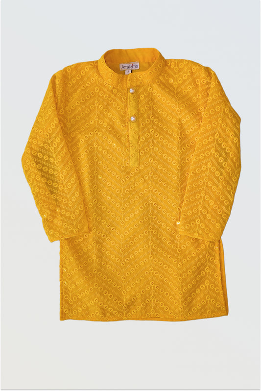Yellow chikankari kurta