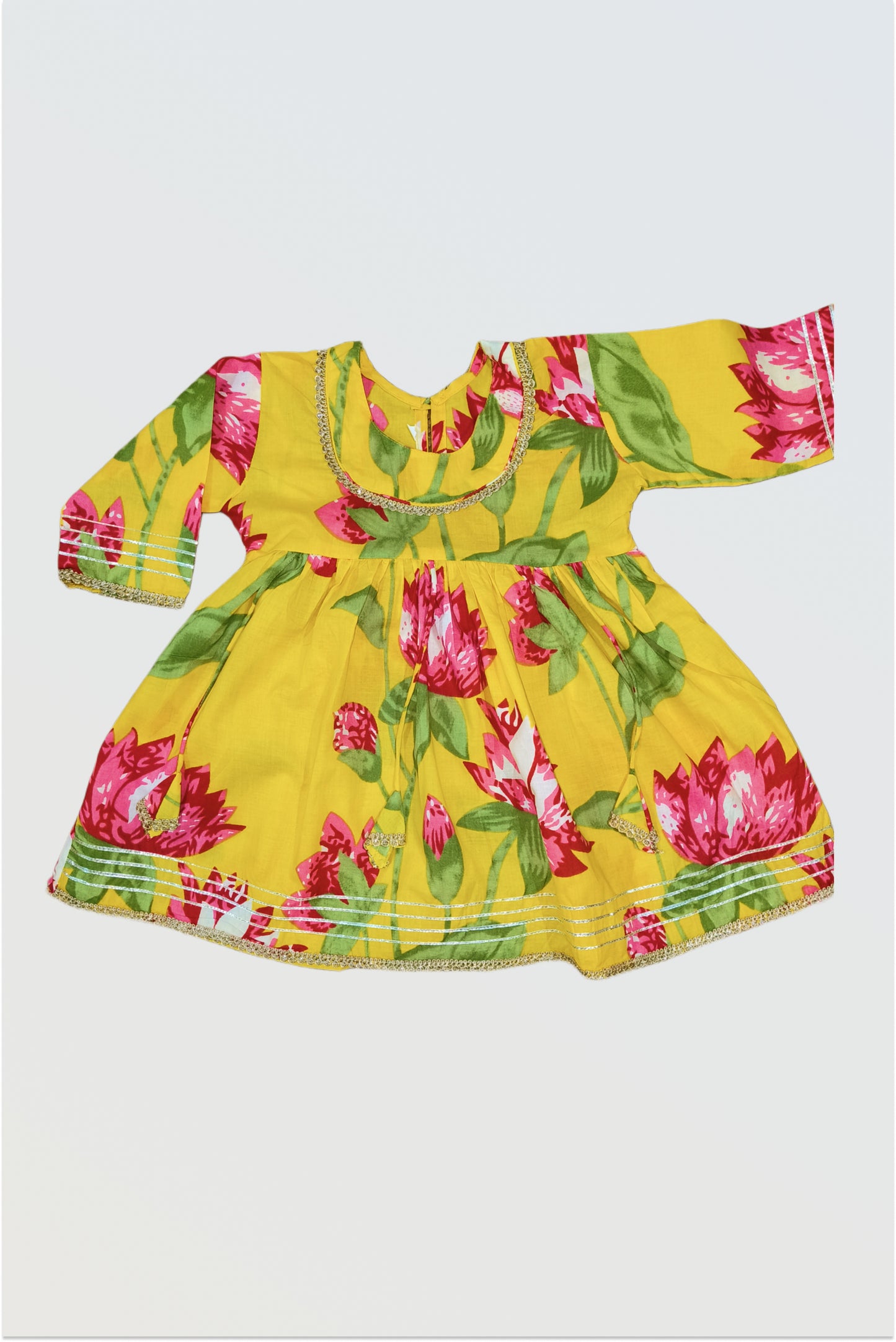 Yellow floral sharara set with dupatta