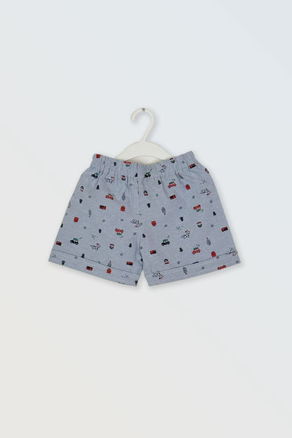 Blue matching shorts with elastic waist for boys summer co-ord set