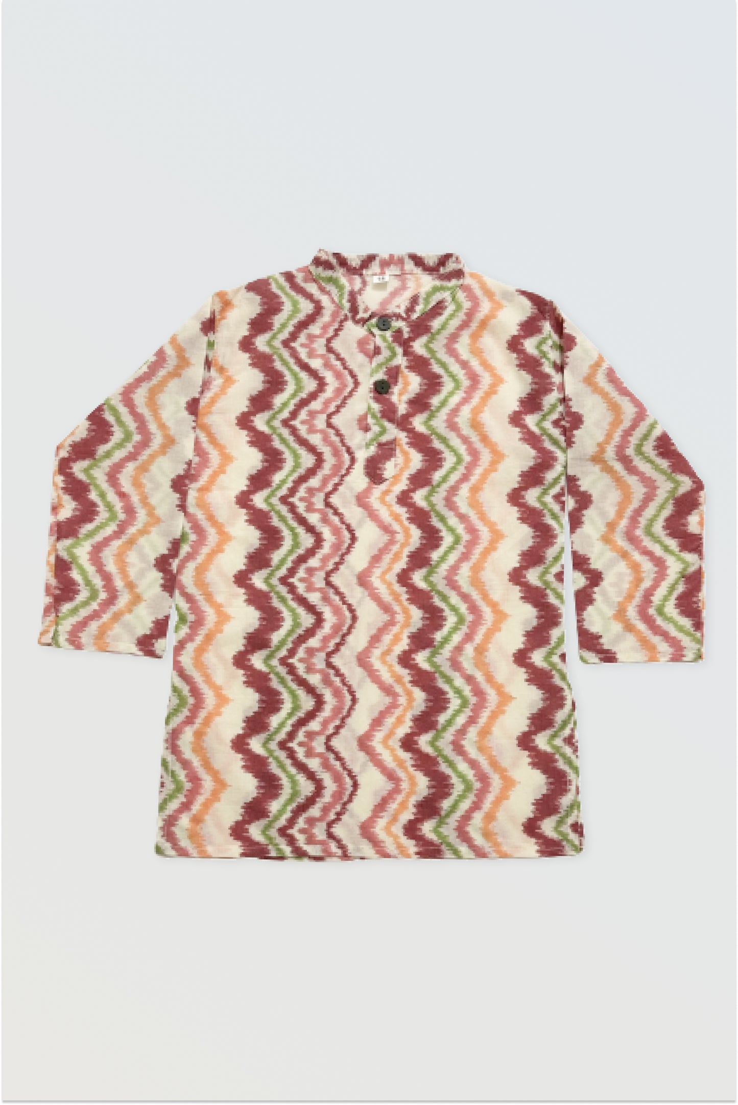 Orange chevron and Blue block printed kurta pyjama combo