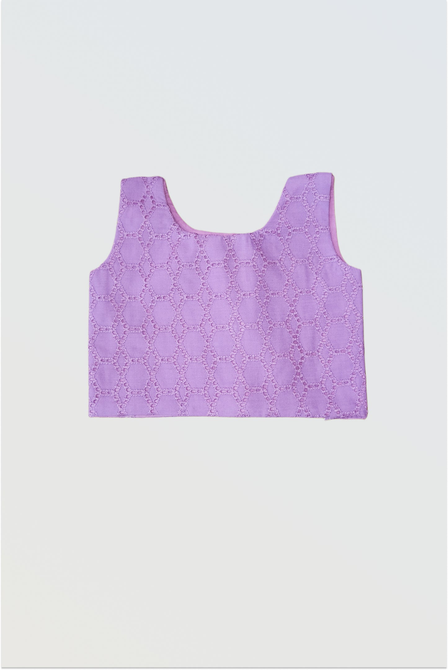 Pure cotton hakoba textured choli front view with geometric weave pattern