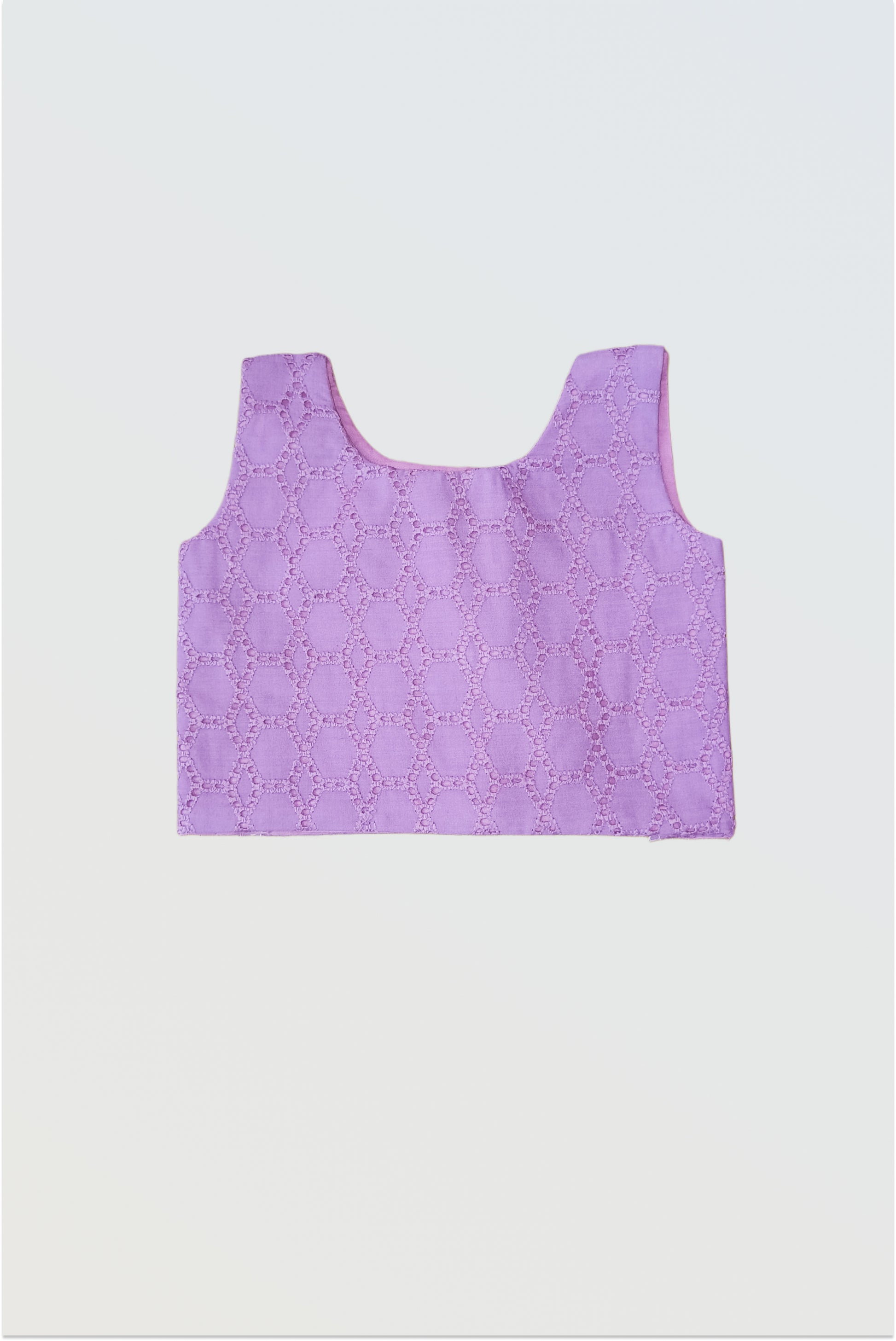 Pure cotton hakoba textured choli front view with geometric weave pattern