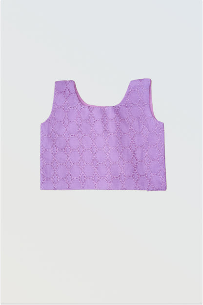 Pure cotton hakoba textured choli front view with geometric weave pattern