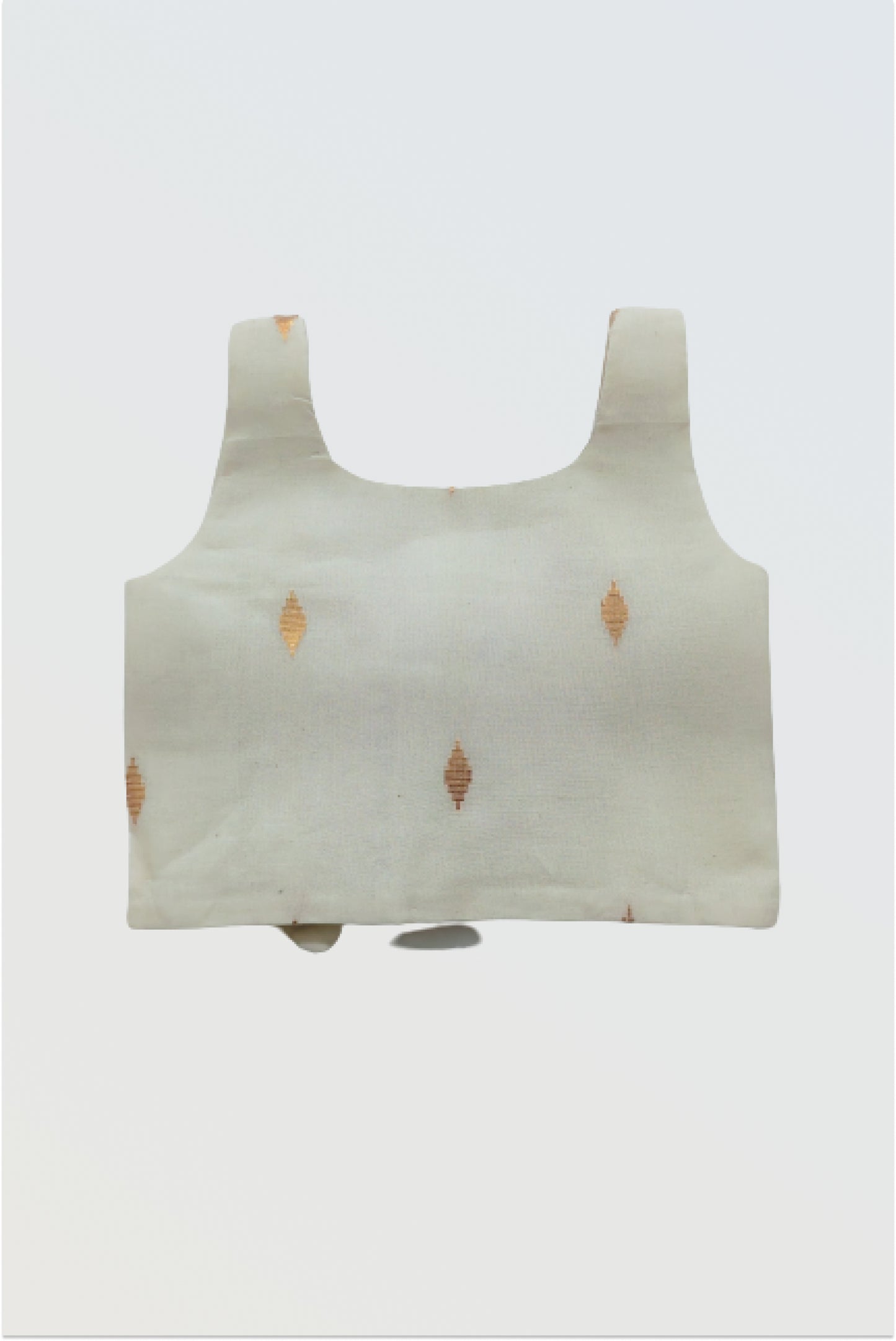 Kerala kasavu choli front view with golden border - traditional Kerala blouse for girls