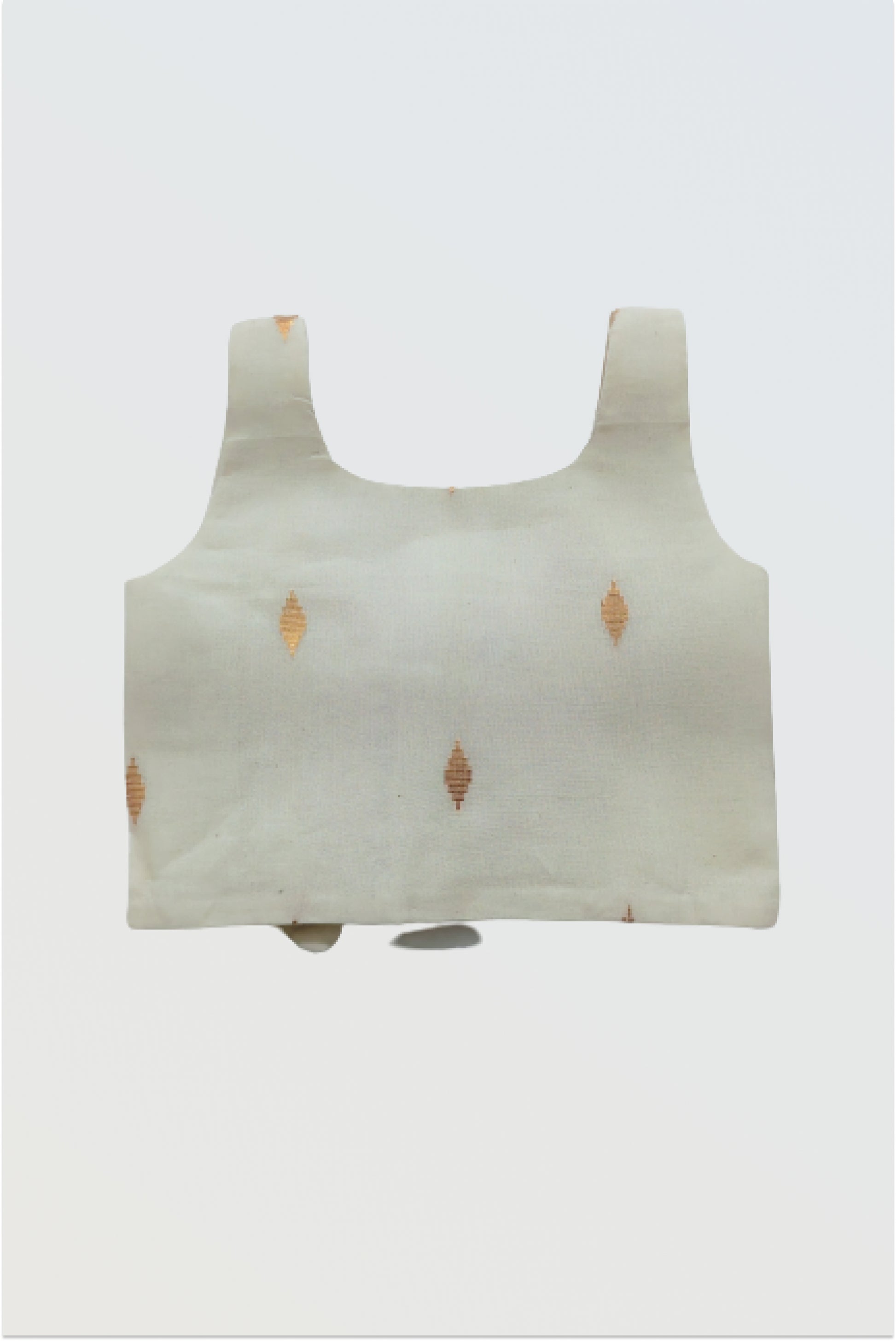 Kerala kasavu choli front view with golden border - traditional Kerala blouse for girls