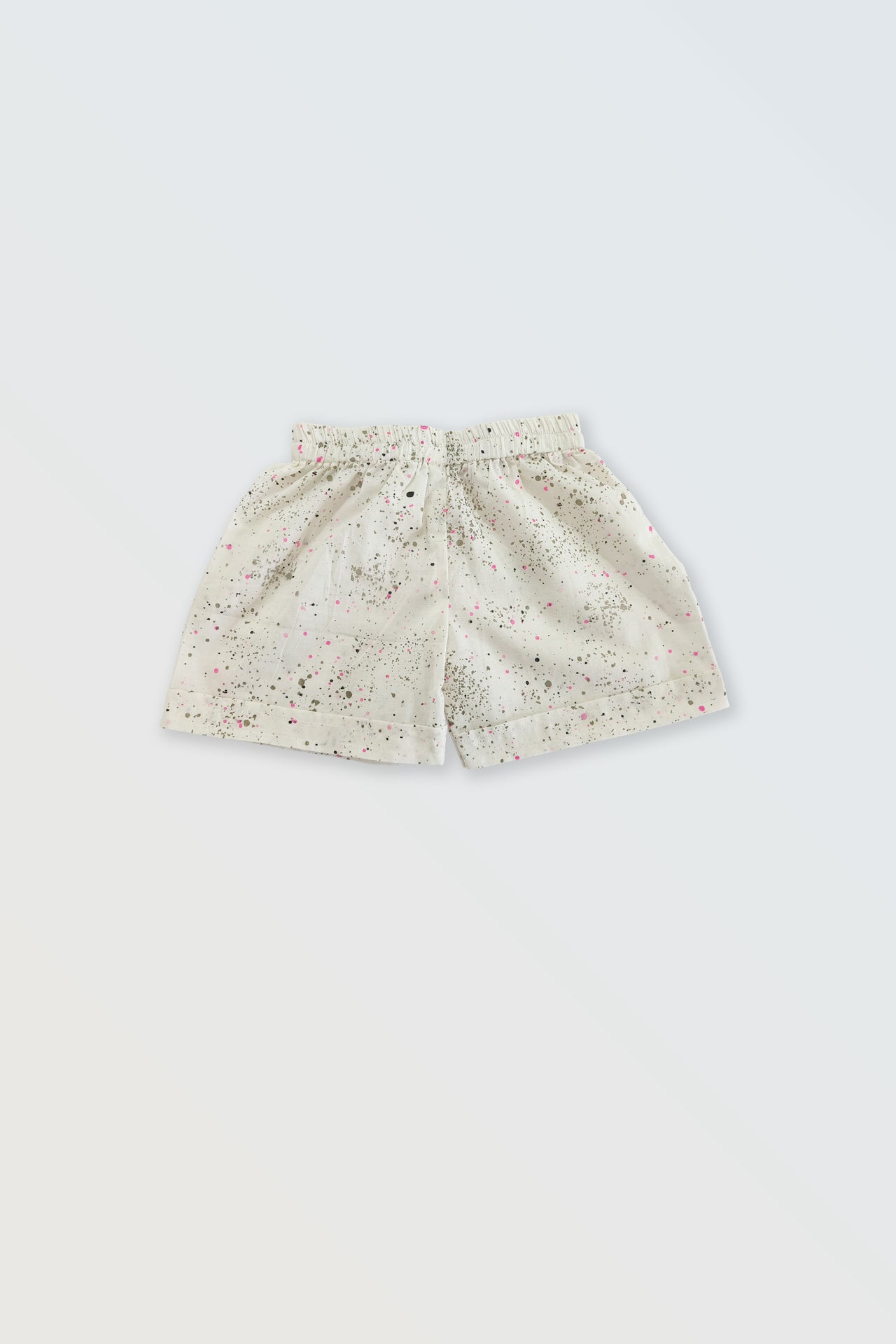 White paint dots cotton shorts with elastic waist for kids summer co-ord set