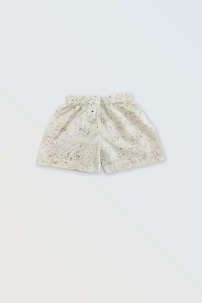 White paint dots cotton shorts with elastic waist for kids summer co-ord set