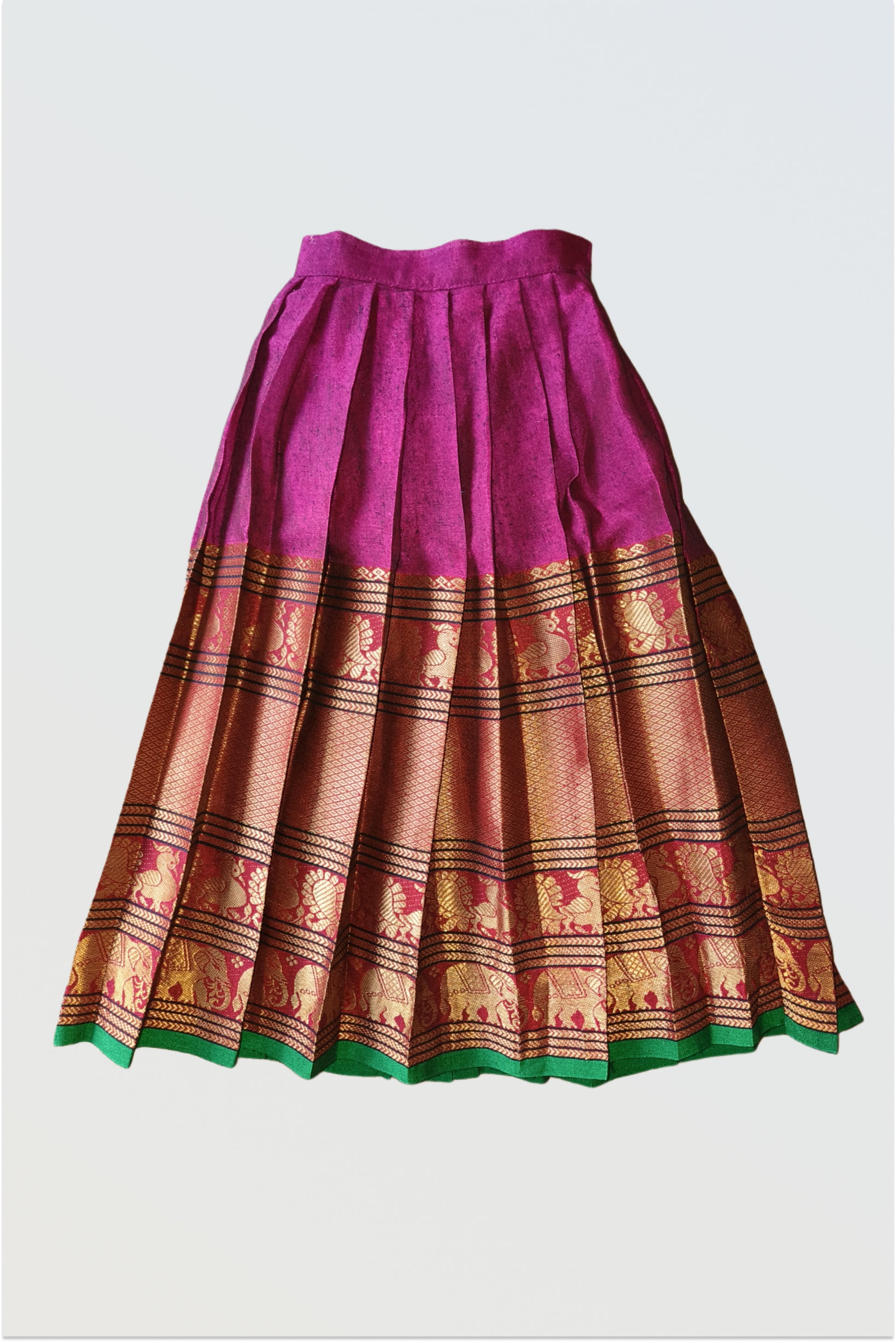 Traditional Narayanpet handloom cotton lehanga with pre-stitched pleats detail