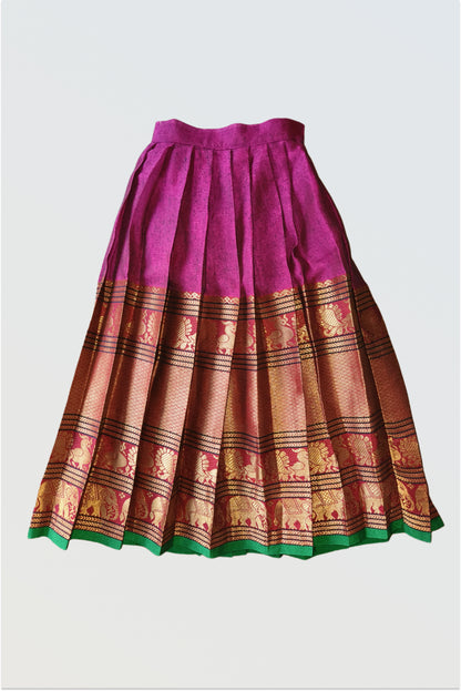 Traditional Narayanpet handloom cotton lehanga with pre-stitched pleats detail