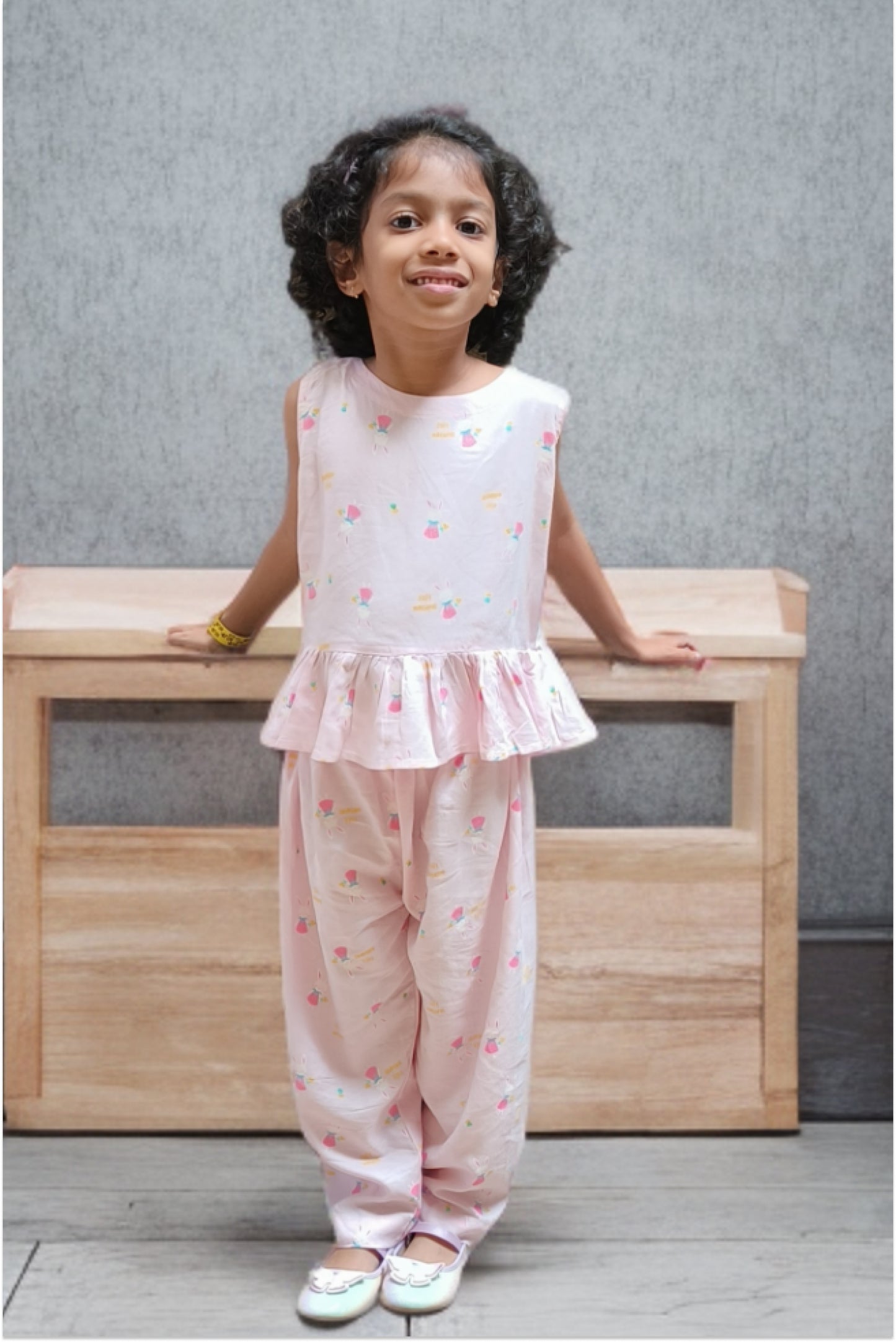 Pink co-ord set with full length pants - casual party outfit