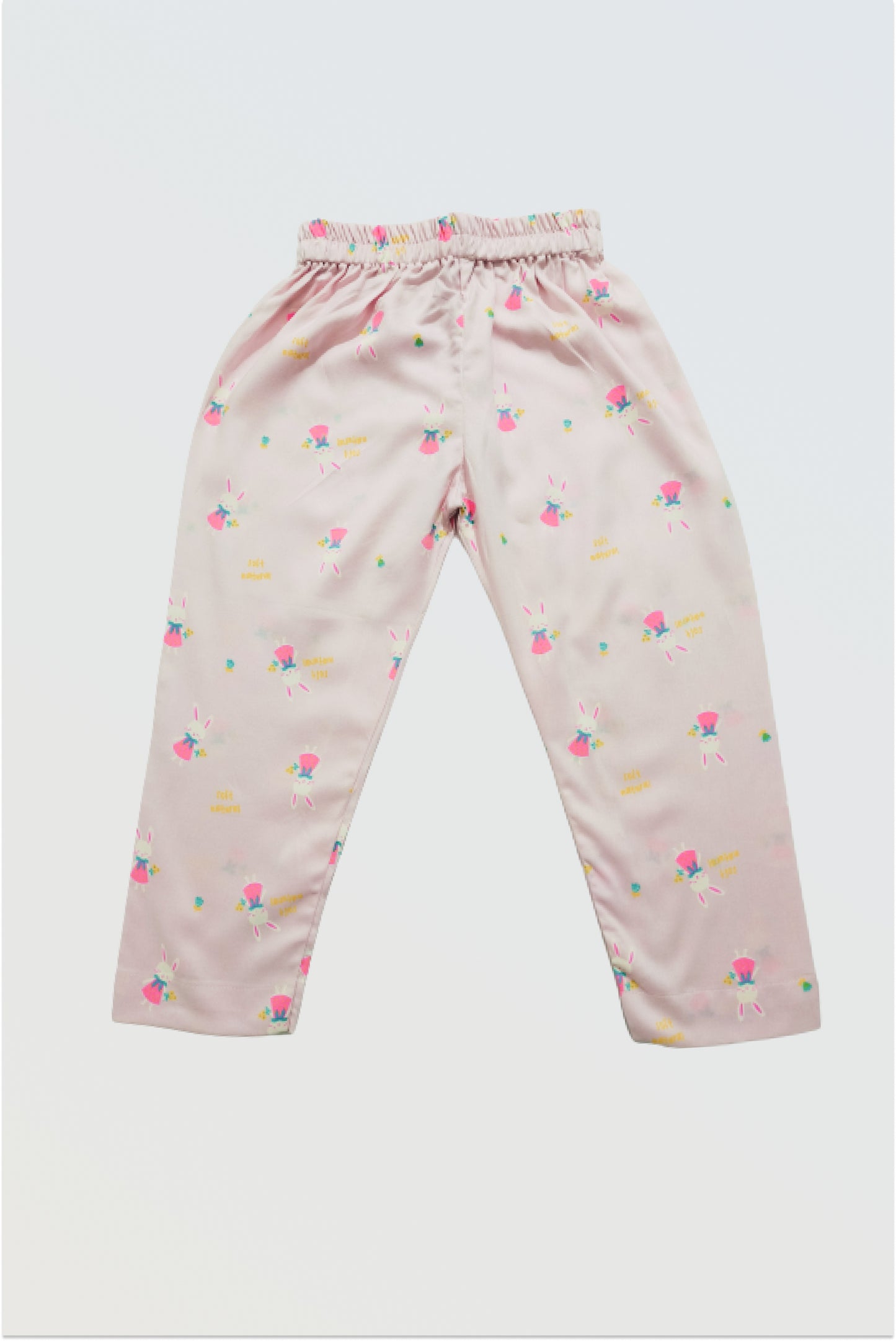 Pink full length pants with elastic waist for girls co-ord set