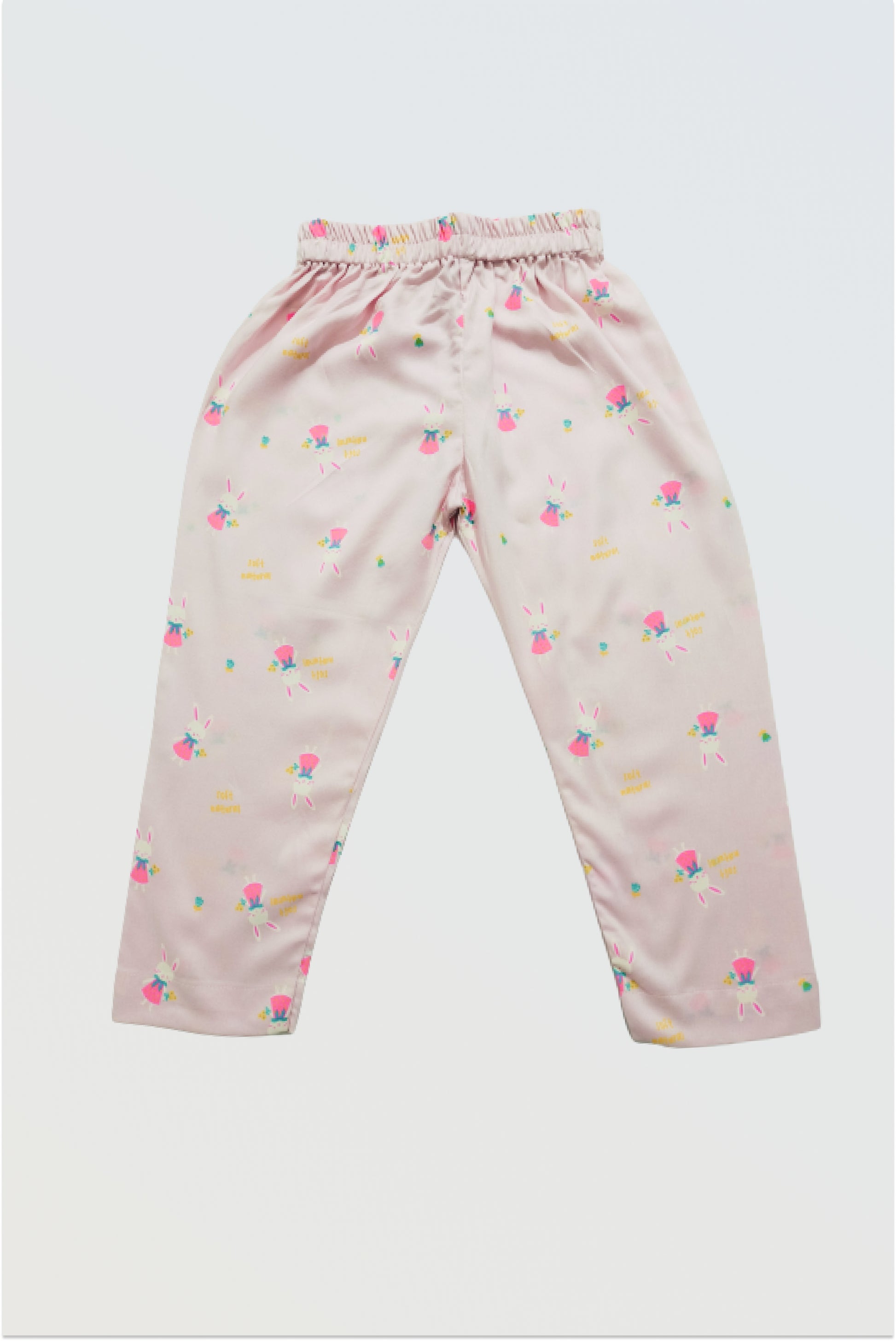 Pink full length pants with elastic waist for girls co-ord set