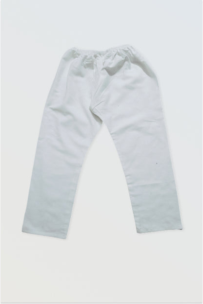 White pure cotton pyjama with elastic waist for boys ethnic wear set