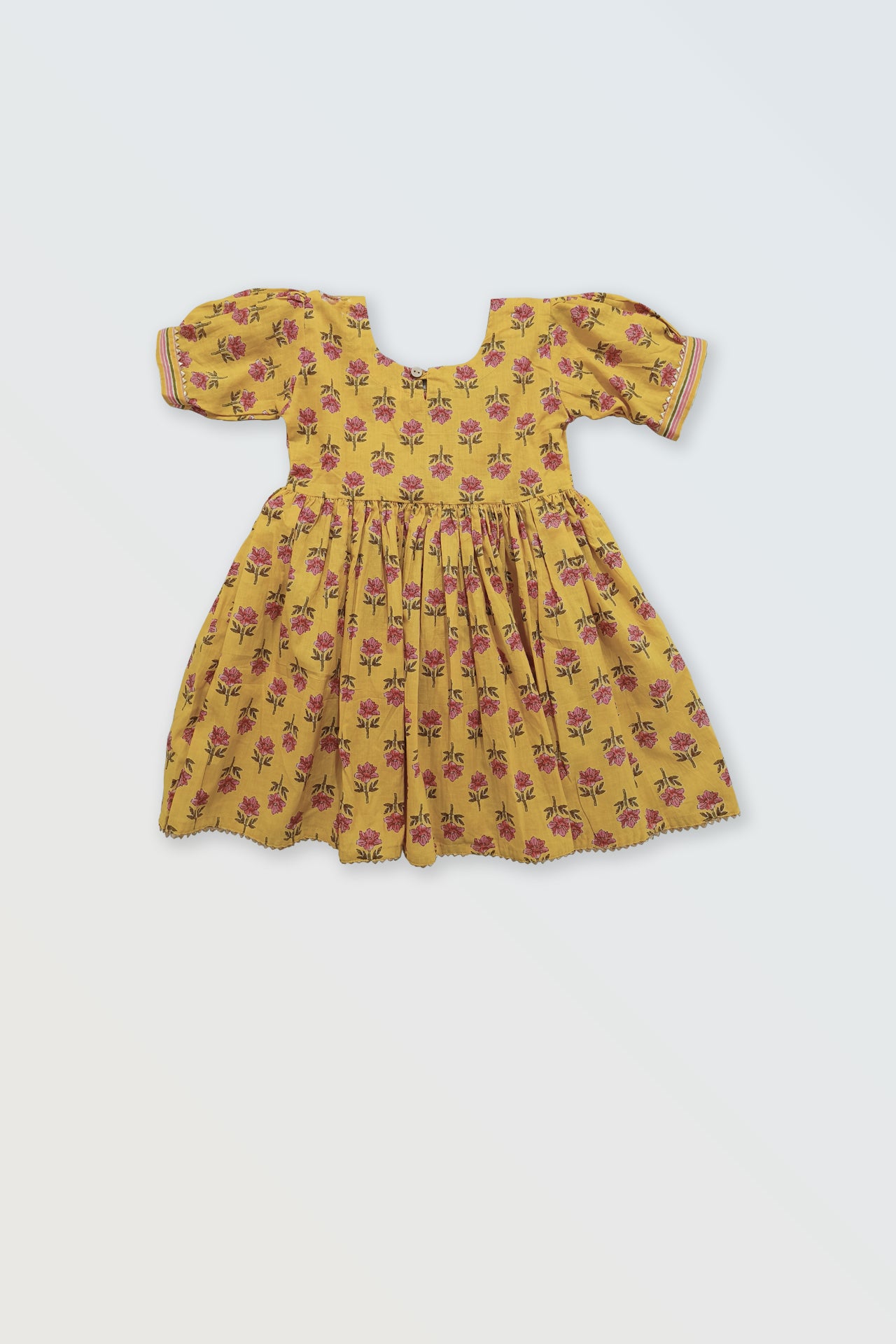Yellow block printed ethnic co-ord set